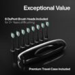 Aquasonic Black Series Ultra Whitening Toothbrush – ADA Accepted Electric Toothbrush- 8 Brush Heads & Travel Case