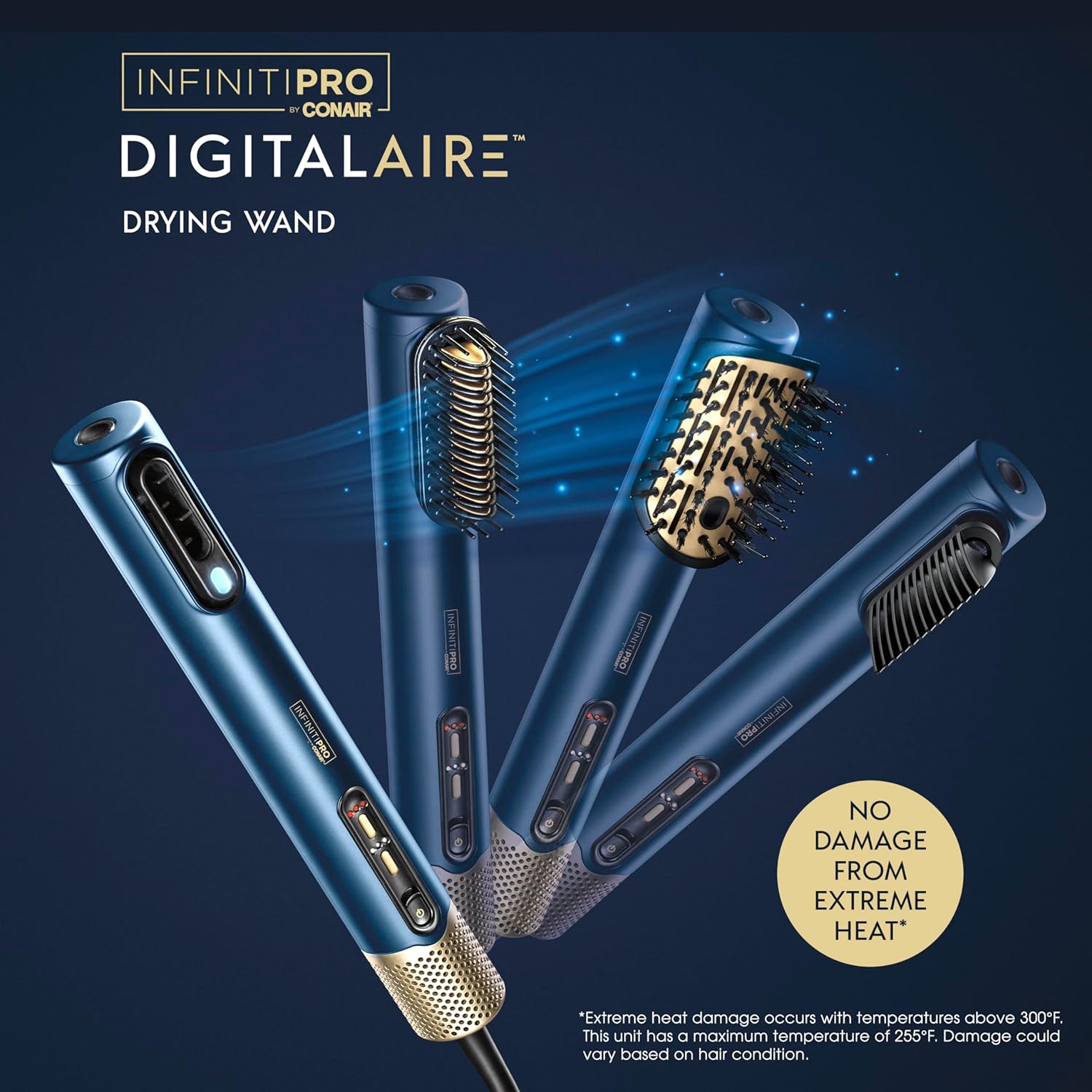 INFINITIPRO BY CONAIR DigitalAIRE Hair Dryer, Drying Wand, Straightener, Styler, All in One, Dark Blue INFINITIPRO BY CONAIR DigitalAIRE Hair Dryer, Drying Wand, Straightener, Styler, All in One, Dark Blue - Image 6