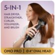 OMOteam Professional Blowout Hair Dryer Brush, Black Gold Dryer and Volumizer, Hot Air Brush for Women, 75MM Oval Shape (Black Gold)