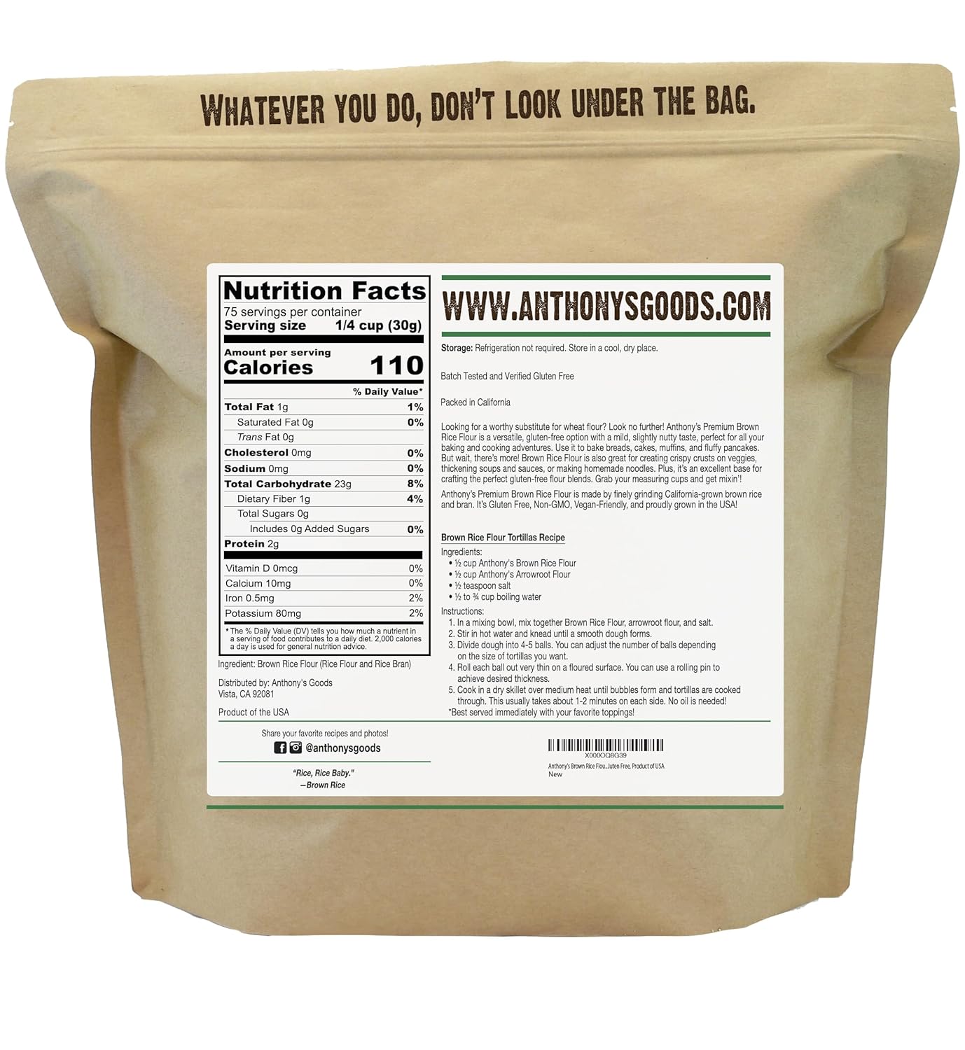 Anthony's Brown Rice Flour, 5 lb, Gluten Free, Non GMO, Product of USA, Vegan Anthony's Brown Rice Flour, 5 lb, Gluten Free, Non GMO, Product of USA, Vegan - Image 8