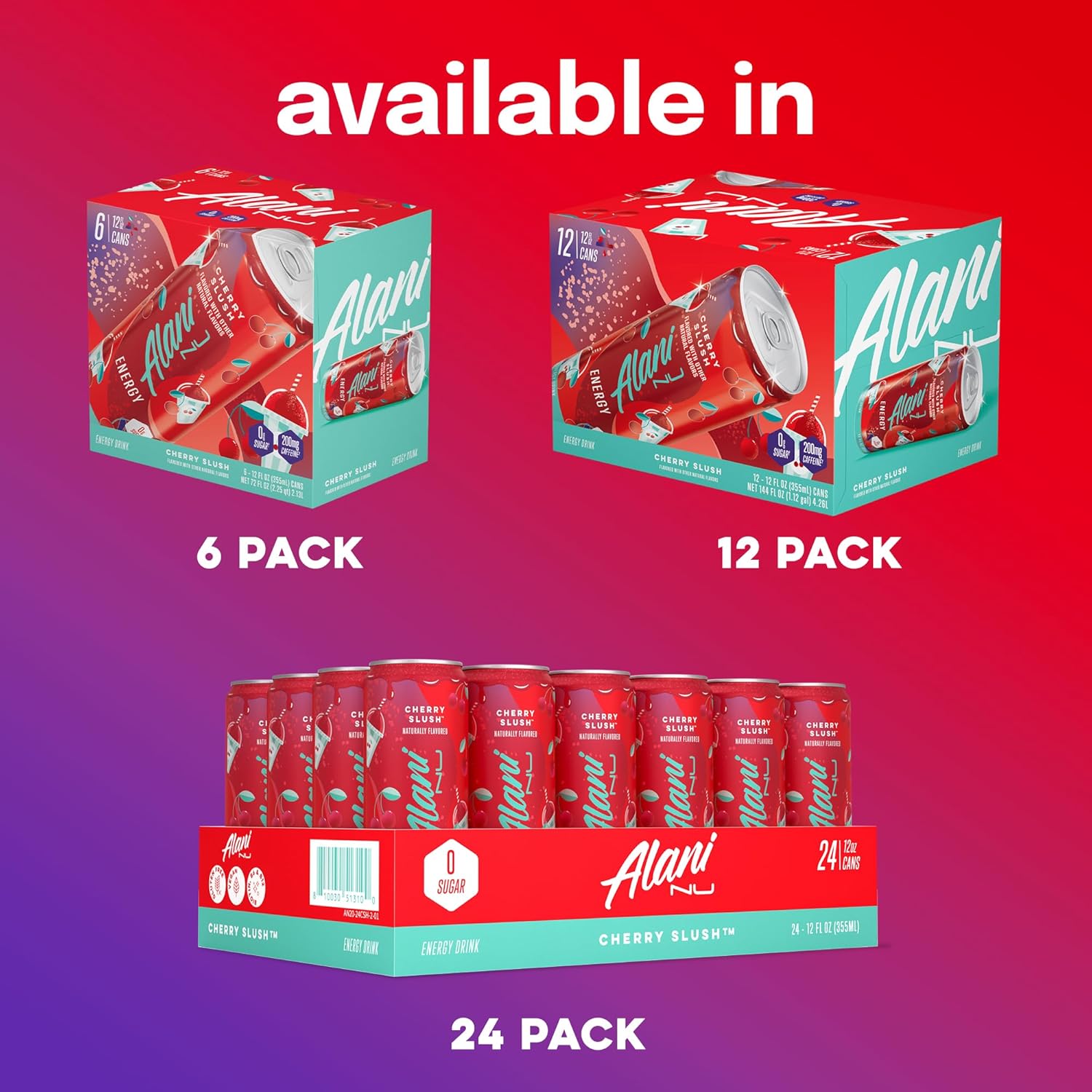Alani Nu CHERRY SLUSH Sugar Free, Low Calorie Energy Drinks, Antioxidants, Biotin, B Vitamins, Zero Sugar, 12 Count Alani Nu CHERRY SLUSH Sugar Free, Low Calorie Energy Drinks, Antioxidants, Biotin, B Vitamins, Zero Sugar, 12 Count - Image 5