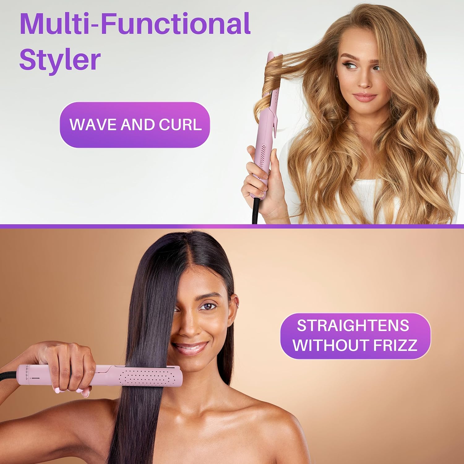 Asani 360° Airflow Styler - 2-in-1 Professional Curling Wand & Hair Straightener - Flat Iron Curler with Cooling Fan, Air Vents (White) Asani 360° Airflow Styler - 2-in-1 Professional Curling Wand & Hair Straightener - Flat Iron Curler with Cooling Fan, Air Vents (White) - Image 2