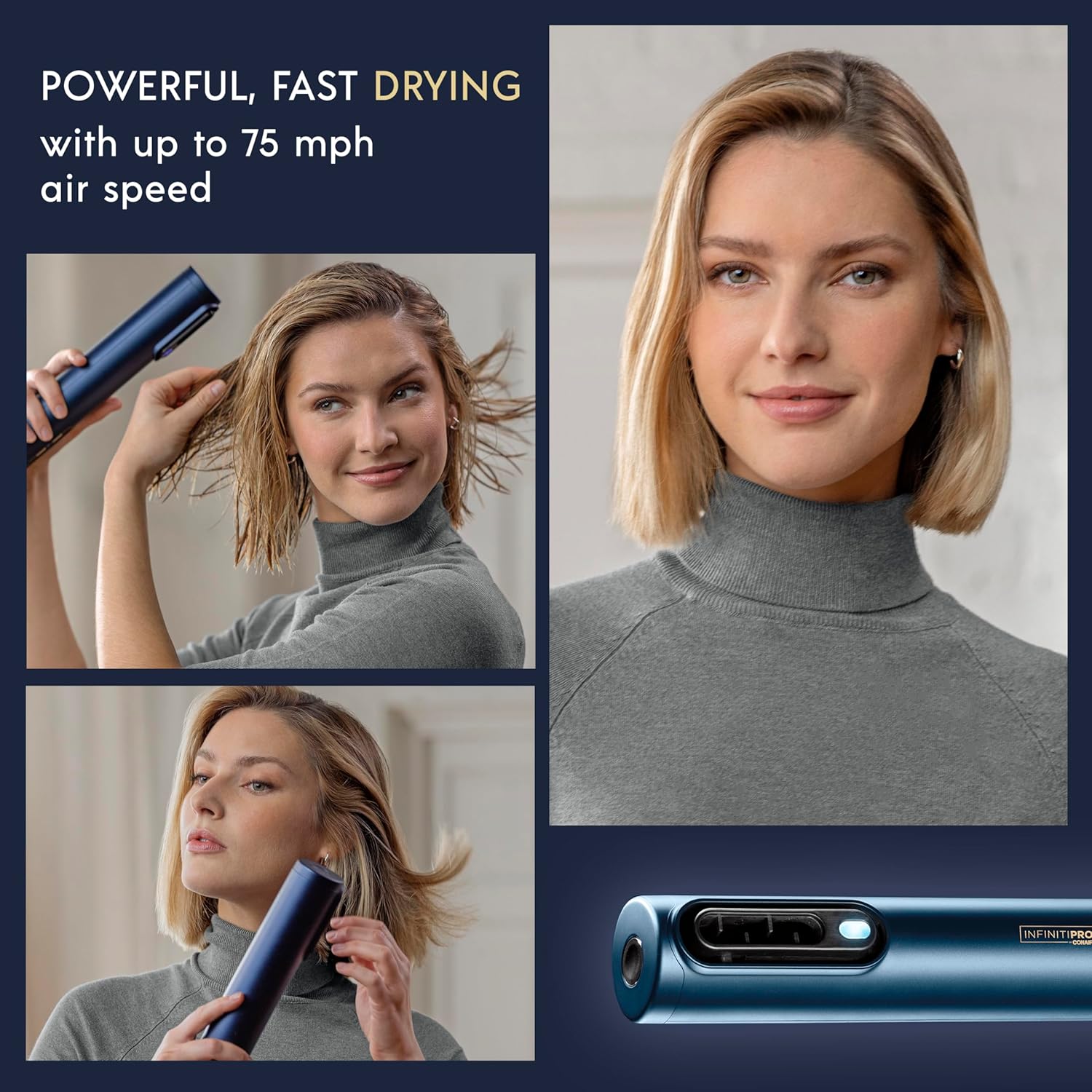 INFINITIPRO BY CONAIR DigitalAIRE Hair Dryer, Drying Wand, Straightener, Styler, All in One, Dark Blue INFINITIPRO BY CONAIR DigitalAIRE Hair Dryer, Drying Wand, Straightener, Styler, All in One, Dark Blue - Image 5