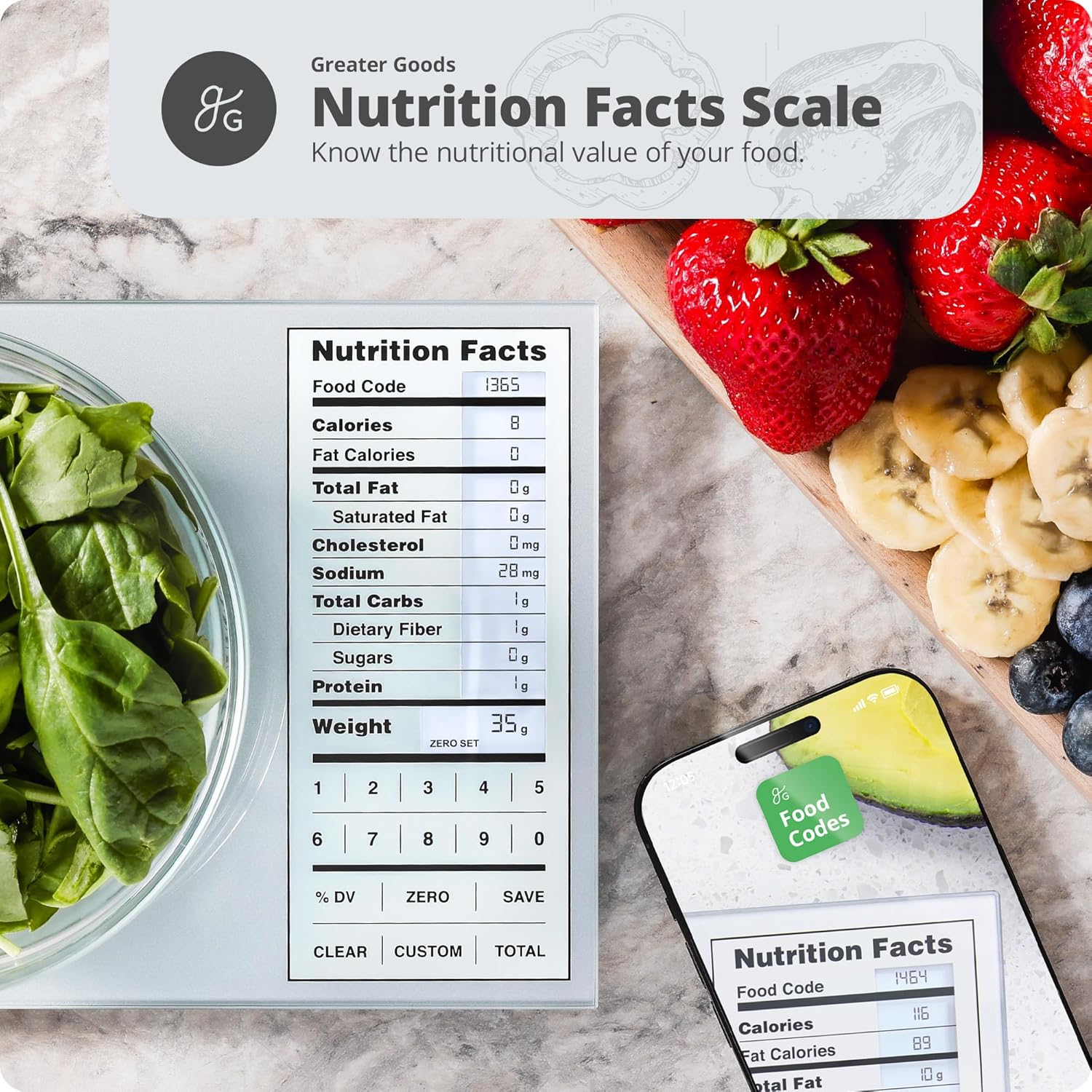 Nutrition Scale by Greater Goods with Food Grade Glass, Perfect for Calorie Counting, Meal Prep, and Weight Loss (Silver) Nutrition Scale by Greater Goods with Food Grade Glass, Perfect for Calorie Counting, Meal Prep, and Weight Loss (Silver) - Image 2