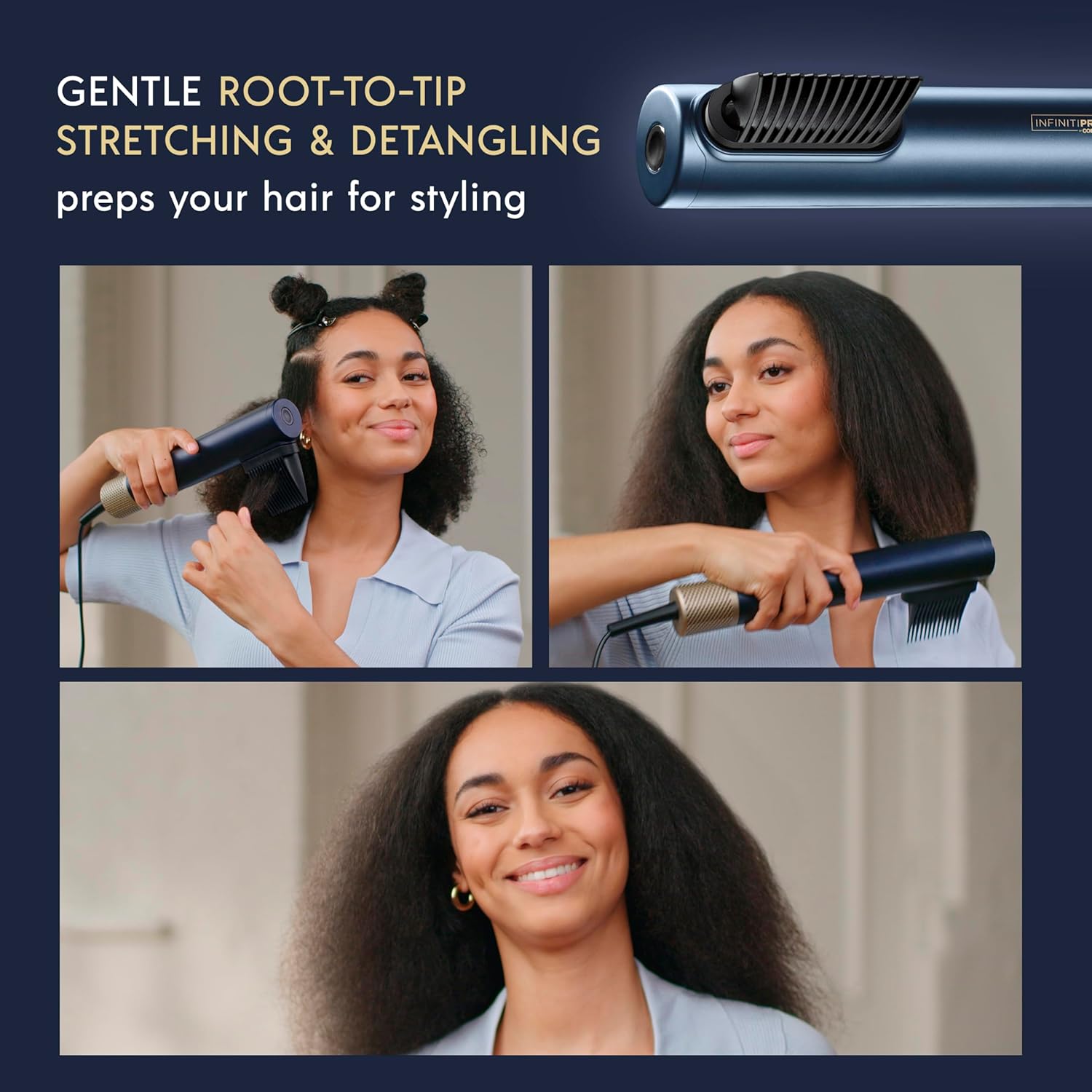 INFINITIPRO BY CONAIR DigitalAIRE Hair Dryer, Drying Wand, Straightener, Styler, All in One, Dark Blue INFINITIPRO BY CONAIR DigitalAIRE Hair Dryer, Drying Wand, Straightener, Styler, All in One, Dark Blue - Image 3