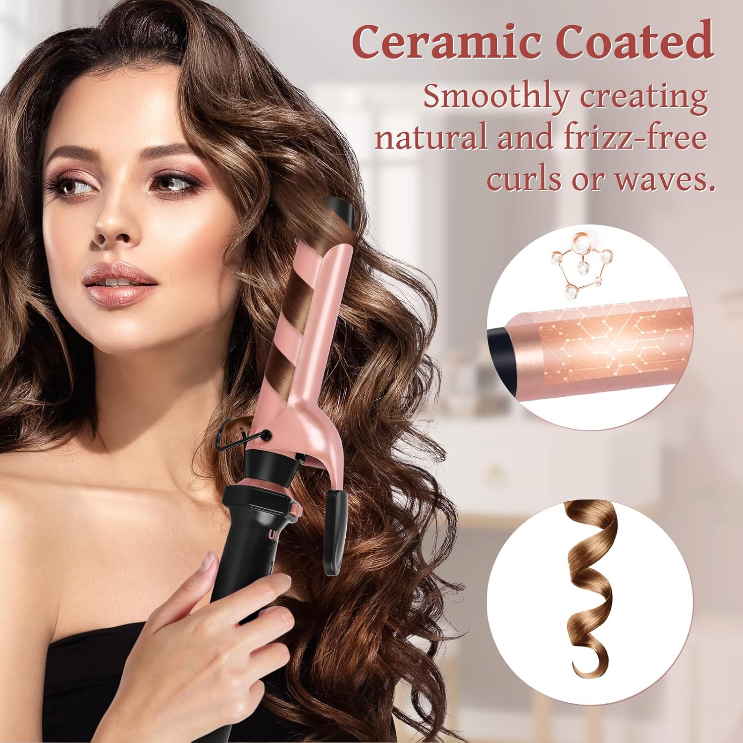Ufree 5 in 1 Curling Iron with Interchangeable Ceramic Barrels (0.35"-1.25"), Curling Wand Set with Flat Iron Hair Straightener, Women Gifts Ufree 5 in 1 Curling Iron with Interchangeable Ceramic Barrels (0.35"-1.25"), Curling Wand Set with Flat Iron Hair Straightener, Women Gifts - Image 6