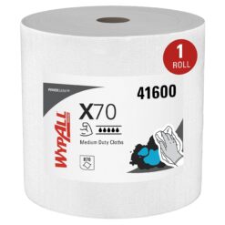 WypAll PowerClean X70 Medium Duty Cloths, Jumbo Roll (41600), Long Lasting Towels, White (870 Sheets/Roll, 1 Roll/Case, 870 Sheets/Case)