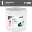 WypAll PowerClean X80 Heavy Duty Cloths, Jumbo Roll (41025), Extended Use Towels, White (475 Sheets/Roll, 1 Roll/Case, 475 Sheets/Case)