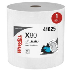 WypAll PowerClean X80 Heavy Duty Cloths, Jumbo Roll (41025), Extended Use Towels, White (475 Sheets/Roll, 1 Roll/Case, 475 Sheets/Case)