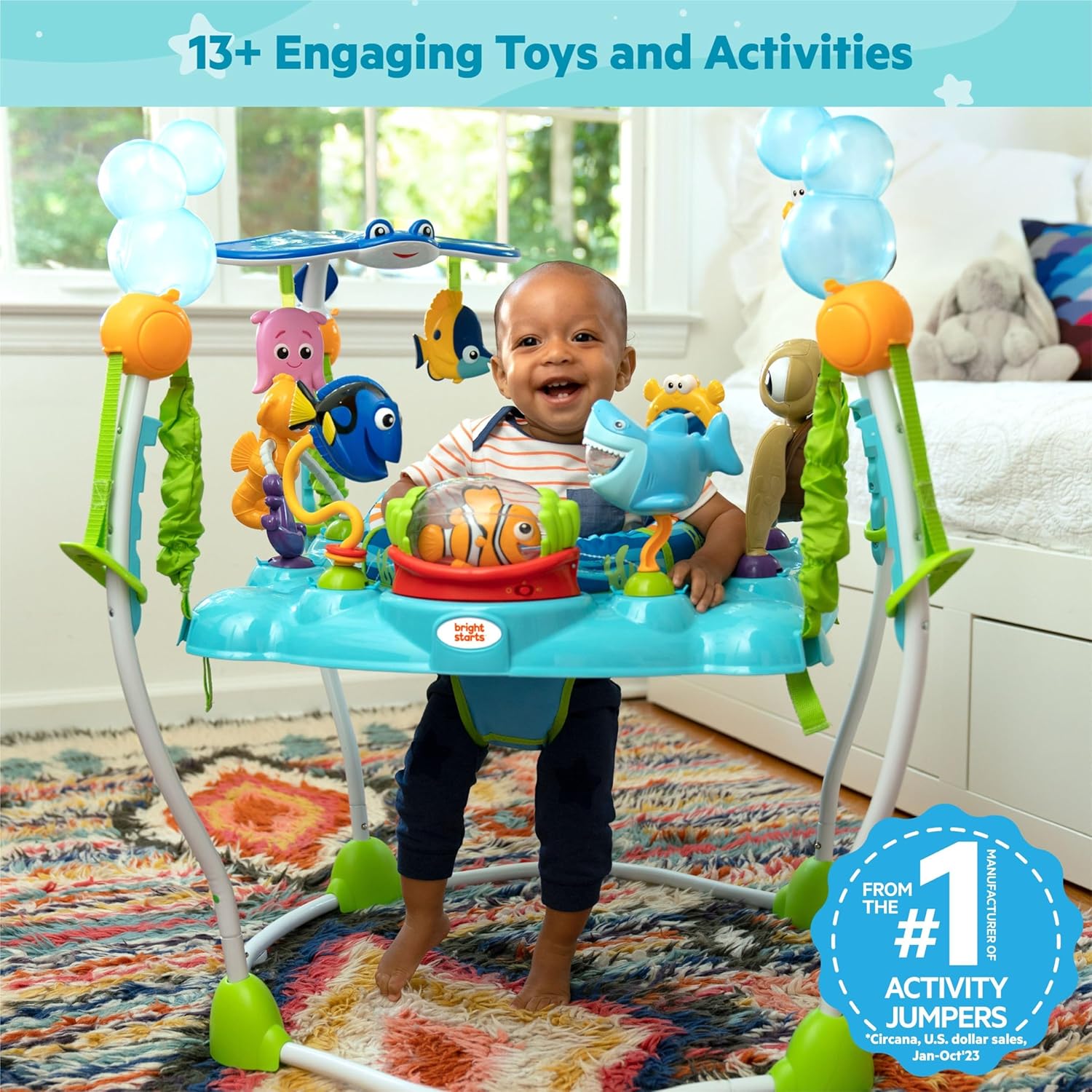 Bright Starts Disney Baby Finding Nemo Sea of Activities Baby Activity Center Jumper with Interactive Toys, Lights, Songs & Sounds, 6-12 Months (Blue) Bright Starts Disney Baby Finding Nemo Sea of Activities Baby Activity Center Jumper with Interactive Toys, Lights, Songs & Sounds, 6-12 Months (Blue) - Image 2