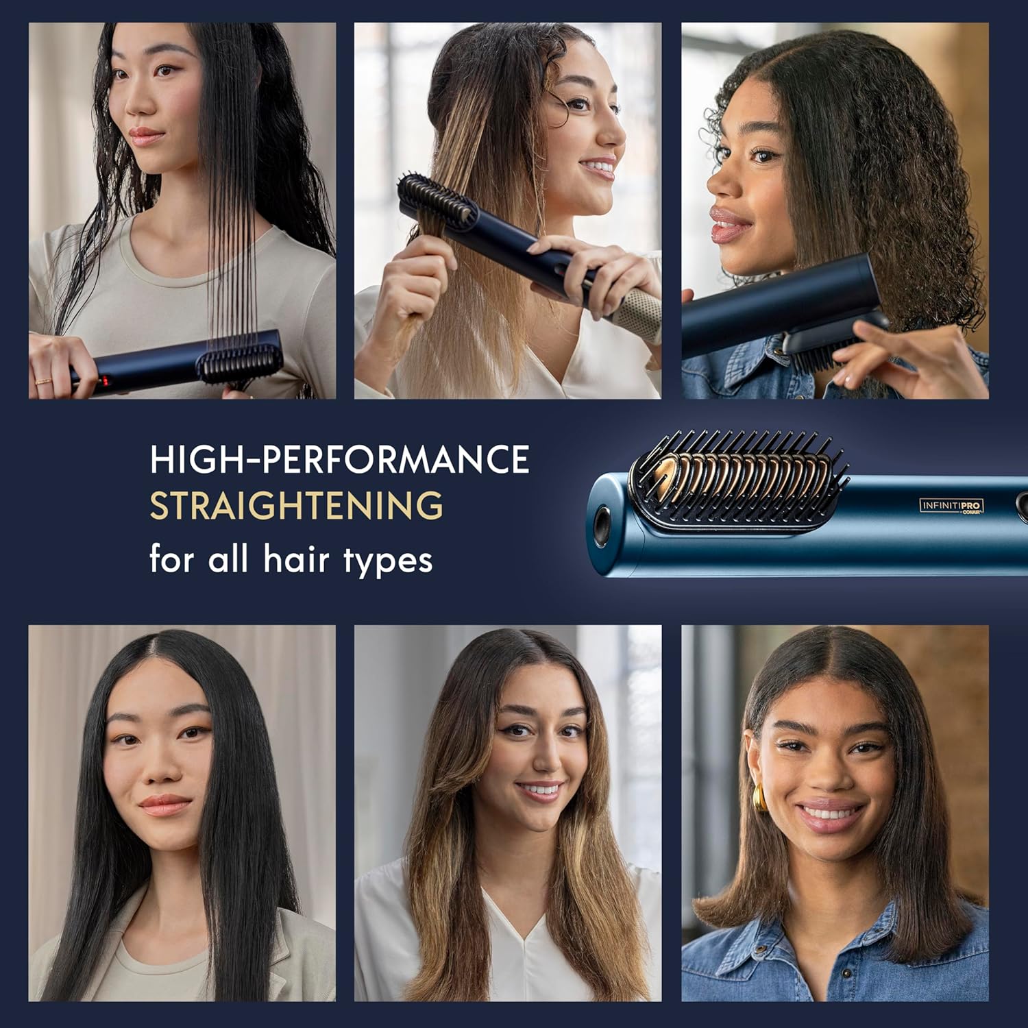 INFINITIPRO BY CONAIR DigitalAIRE Hair Dryer, Drying Wand, Straightener, Styler, All in One, Dark Blue INFINITIPRO BY CONAIR DigitalAIRE Hair Dryer, Drying Wand, Straightener, Styler, All in One, Dark Blue - Image 4