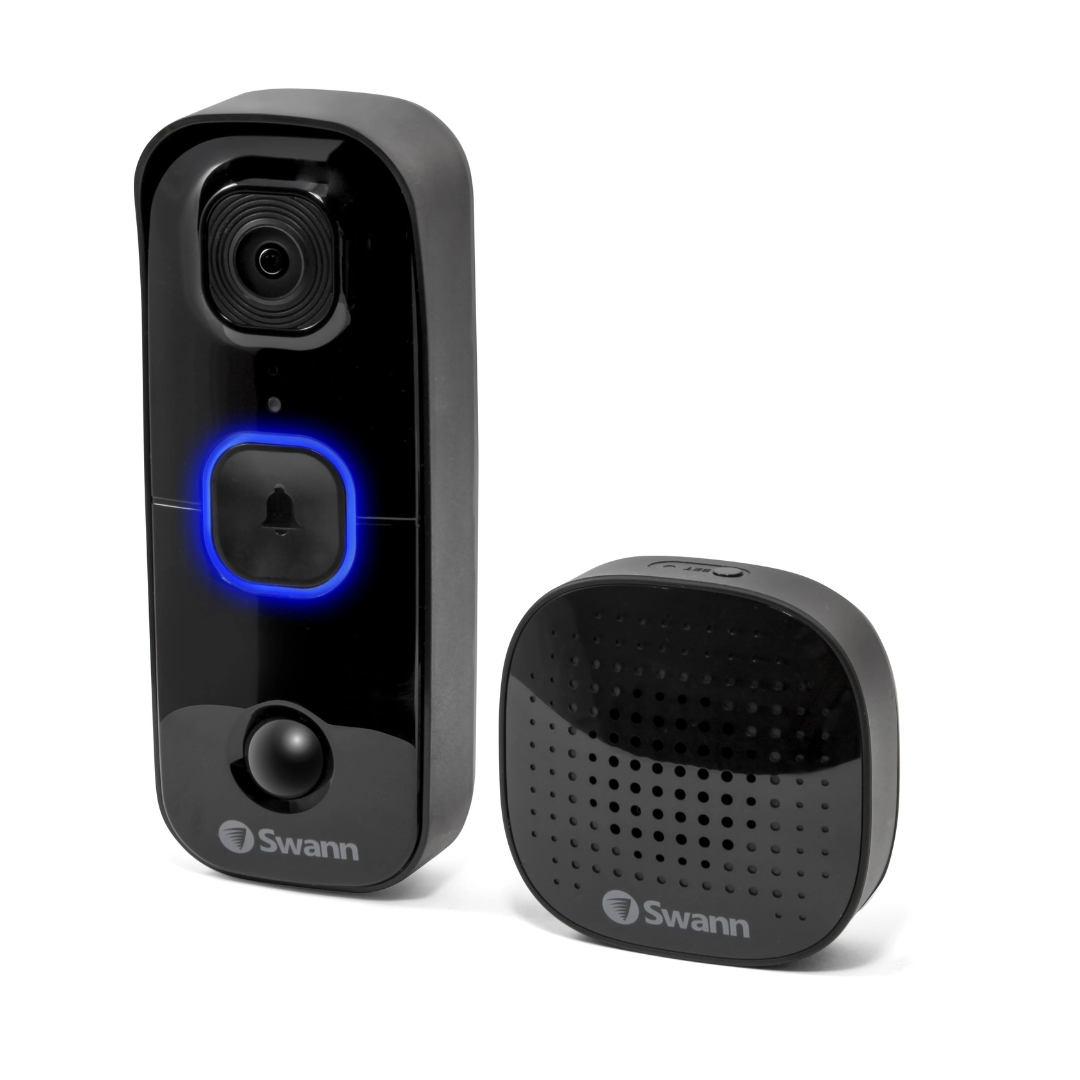 Swann Buddy Wired/Wireless Wi-Fi Compatible Smart Video Doorbell in Black Swann Buddy Wired/Wireless Wi-Fi Compatible Smart Video Doorbell in Black