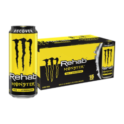 Monster Energy Rehab Tea + Lemonade + Energy, Energy Iced Tea, Energy Drink 15.5 Ounce (Pack of 15)