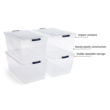 Rubbermaid Cleverstore 95 Quart Clear Stackable Large Plastic Storage Containers with Lids for Office and Home Organization, Clear (4 Pack)
