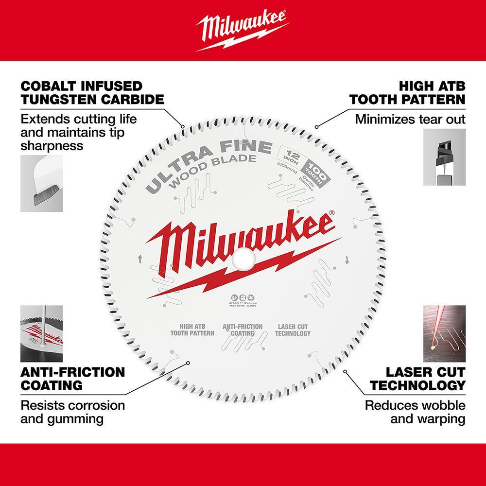 Milwaukee 12 in. x 100-Tooth Ultra Fine Finish Circular Saw Blade Milwaukee 12 in. x 100-Tooth Ultra Fine Finish Circular Saw Blade - Image 5