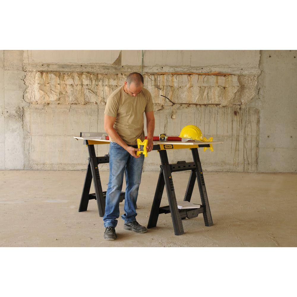 Stanley STST60626 32 in. H Plastic 2-Way Adjustable Folding Sawhorse (2 Pack) Stanley STST60626 32 in. H Plastic 2-Way Adjustable Folding Sawhorse (2 Pack) - Image 3
