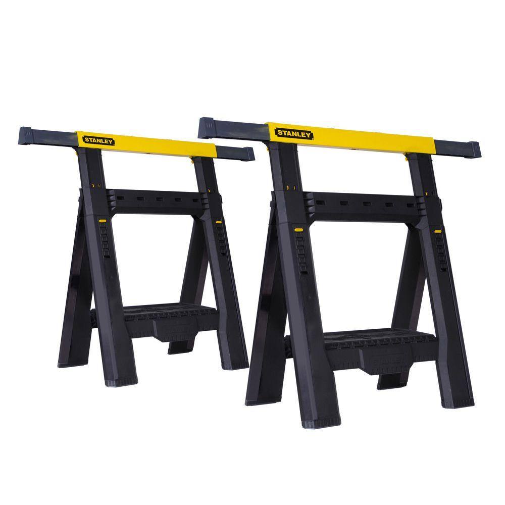 Stanley STST60626 32 in. H Plastic 2-Way Adjustable Folding Sawhorse (2 Pack) Stanley STST60626 32 in. H Plastic 2-Way Adjustable Folding Sawhorse (2 Pack)