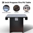 Myfurnideal 28 Inch Propane Fire Pits with Lid and Lava Rock, 50000 BTU Steel Gas Fire Pit Table for Outdoor