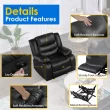 TrumanPick Manual Recliner Rocker Chair, Leather Rocker Recliner Living Room Theater Reclining Chairs for Adults Small Spaces, Black