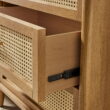 Better Homes & Gardens Springwood Caning 3-Drawer Nightstand with USB, Light Honey finish