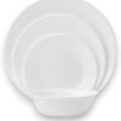 Corelle Vitrelle 18-Piece Service for 6 Dinnerware Set, Triple Layer Glass and Chip Resistant, Winter Frost White