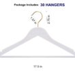 Amber Home 30 Pack Solid Wood Suit Coat Hangers, Smooth White Finish Wooden Dress Hangers with Non Slip Pant Bar (White+Gold, 30) Amber Home 30 Pack Solid Wood Suit Coat Hangers, Smooth White Finish Wooden Dress Hangers with Non Slip Pant Bar (White+Gold, 30)