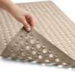 GORILLA GRIP Patented Bath Tub Shower Mat, 35"x16" Washable Bathtub Floor Mats, Suction Cups and Drain Holes to Keep Tubs Clean, Beige