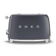 Smeg 50's Style Retro Aesthetic 2 Slice Toaster 6 Presets Extra Wide Slots Grey, TSF01GRUS