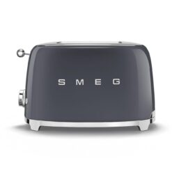 Smeg 50's Style Retro Aesthetic 2 Slice Toaster 6 Presets Extra Wide Slots Grey, TSF01GRUS