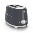 Smeg 50's Style Retro Aesthetic 2 Slice Toaster 6 Presets Extra Wide Slots Grey, TSF01GRUS