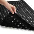 GORILLA GRIP Patented Bath Tub Shower Mat, 35x16 Washable Bathtub Floor Mats, Suction Cups and Drain Holes to Keep Tubs Clean, Black