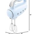 SMEG Pastel Blue 50's Retro Style Electric Hand Mixer with Set of Beaters, Set of Dough Hooks and Set of Whisks SMEG Pastel Blue 50's Retro Style Electric Hand Mixer with Set of Beaters, Set of Dough Hooks and Set of Whisks