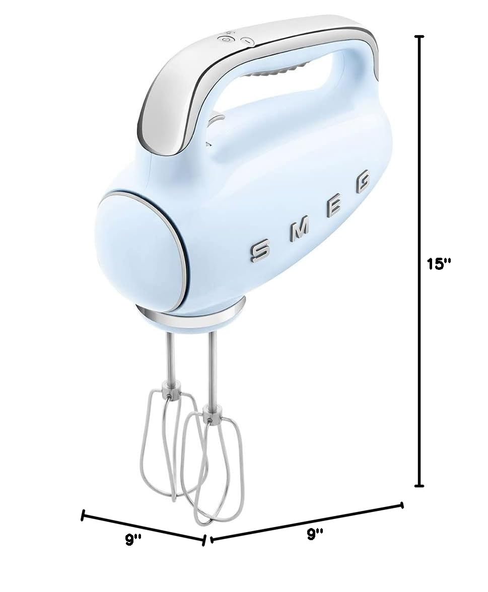 SMEG Pastel Blue 50's Retro Style Electric Hand Mixer with Set of Beaters, Set of Dough Hooks and Set of Whisks SMEG Pastel Blue 50's Retro Style Electric Hand Mixer with Set of Beaters, Set of Dough Hooks and Set of Whisks - Image 2