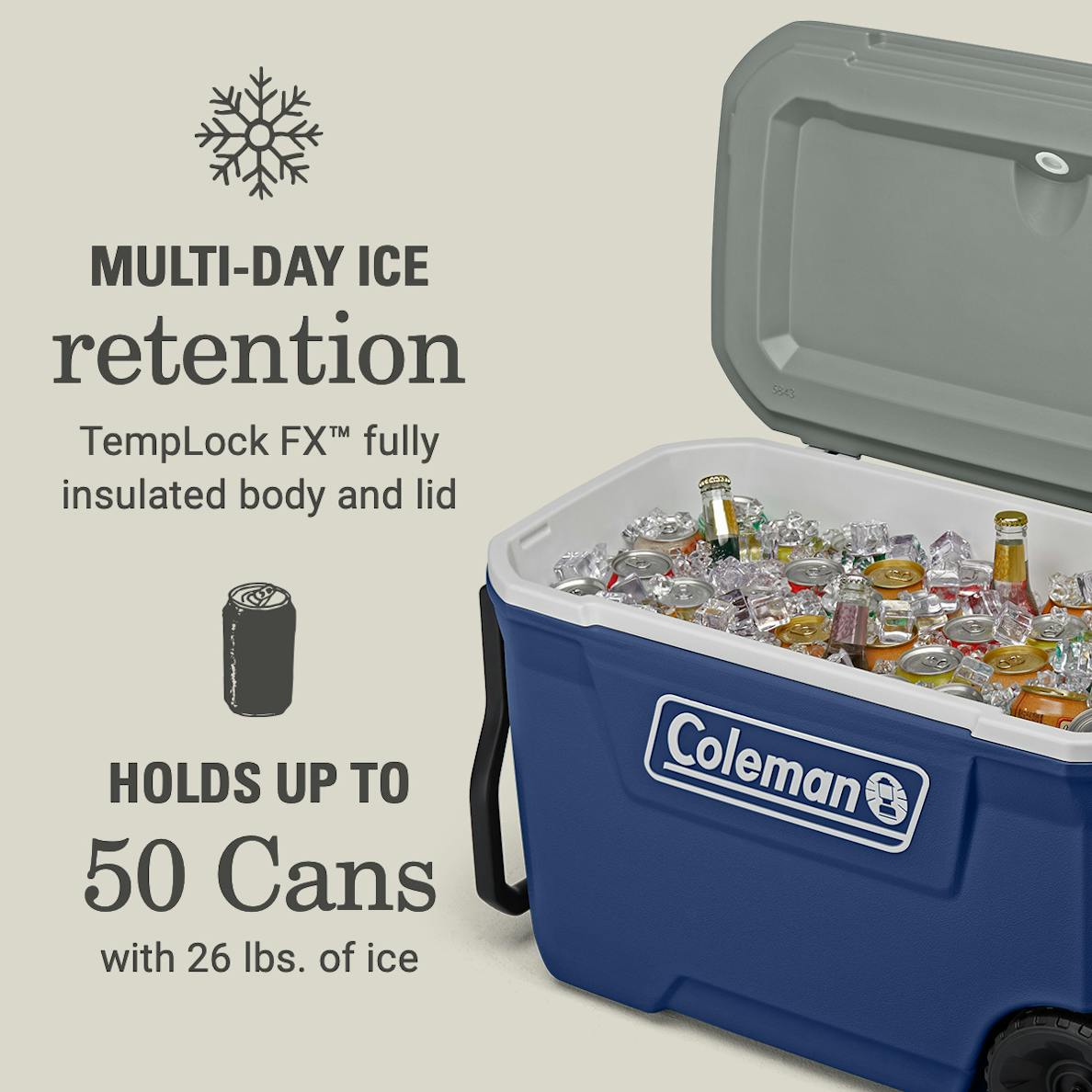 Coleman Classic Series 62-Quart Wheeled Cooler, Twilight Coleman Classic Series 62-Quart Wheeled Cooler, Twilight - Image 2