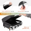 Sophia & William 3-Burners Gas Griddle Portable Flat Table Top BBQ Grill 24,000 BTU