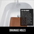 GORILLA GRIP Patented Bath Tub Shower Mat, 35x16 Washable Bathtub Floor Mats, Suction Cups and Drain Holes to Keep Tubs Clean, Brown