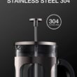 BAYKA 34 Ounce 1 Liter French Press Coffee Maker, Heat Resistant Thickened Borosilicate Glass Stainless Steel Brewer, Dark Pewter