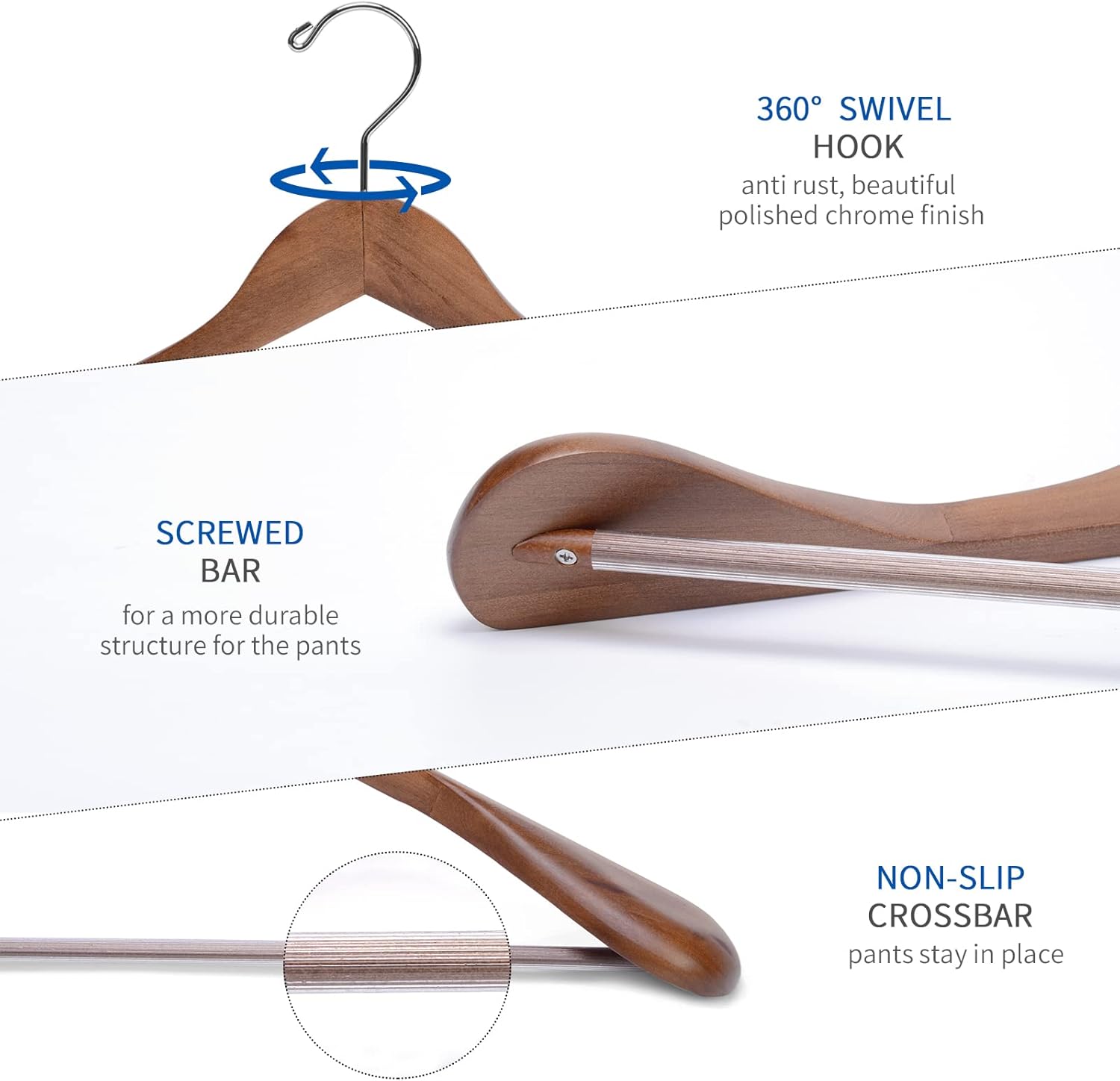 Nature Smile Luxury Wooden Suit Hangers 6 Pack Wood Coat Hangers Jacket Outerwear Shirt Hangers (Retro Color) Nature Smile Luxury Wooden Suit Hangers 6 Pack Wood Coat Hangers Jacket Outerwear Shirt Hangers (Retro Color) - Image 6
