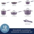 Rachael Ray Cucina Nonstick Cookware Pots and Pans Set, 12 Piece, Lavender Purple