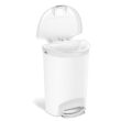 simplehuman 50 Liter Semi-Round Hands-Free Kitchen Step Soft-Close Lid Trash Can, White