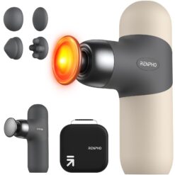 RENPHO Mini Thermal Massage Gun with Heat, FSA HSA Eligible Portable Deep Tissue Percussion Massager, Grey