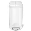 simplehuman 10 Liter / 2.6 Gallon Butterfly Lid Bathroom Step Trash Can, White Steel