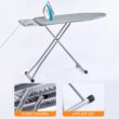 BKTD Foldable Ironing Board with Heat Resistant Cover - Sturdy Metal Frame (13 x 34 x 53 Inches) (Silver Gray)