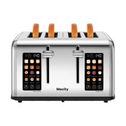 Mecity 4 Slice Toaster Touch Screen Control 4 Wide Slot, Stainless Steel Smart Bread Toaster, 120V 1650W
