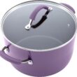 Rachael Ray Cucina Nonstick Cookware Pots and Pans Set, 12 Piece, Lavender Purple