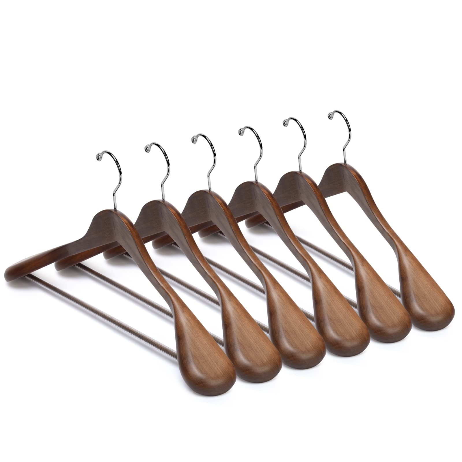 Nature Smile Luxury Wooden Suit Hangers 6 Pack Wood Coat Hangers Jacket Outerwear Shirt Hangers (Retro Color) Nature Smile Luxury Wooden Suit Hangers 6 Pack Wood Coat Hangers Jacket Outerwear Shirt Hangers (Retro Color)