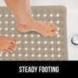 GORILLA GRIP Patented Bath Tub Shower Mat, 35"x16" Washable Bathtub Floor Mats, Suction Cups and Drain Holes to Keep Tubs Clean, Beige