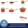Rachael Ray Cucina Nonstick Cookware Pots and Pans Set, 12 Piece, Pumpkin Orange