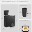 SONGMICS, Plastic, Hinged Lids, Handles Dual Garbage Can, 16 Gal (60L) Rubbish 15 Trash Bags, 2 x 8 Gallon, Black