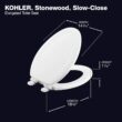 KOHLER 20466-0 Stonewood Elongated Toilet Seat with Quiet-Close Lid, Molded Wood Toilet Seat, White